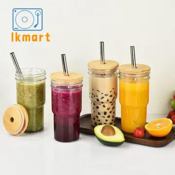 Reusable Glass Straw Set for Boba, Bubble Tea, Smoothies