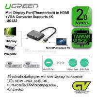 UGREEN 20422 MINI DISPLAY PORT TO HDMI &amp; VGA [4K] | ตัวแปลงสัญญาณภาพ MINI DISPLAY เป็น HDMI และ VGA รับประกัน 2 ปี (เก็บกล่อง)