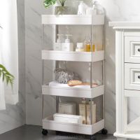 3-Tier Storage Trolley Rolling Cart Space Saving Mobile Utility Cart Organizer for Kitchen Bathroom Narrow JE18 21 Dropship