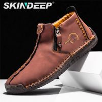 Retro Classic British Style Mens Leather Shoes Handmade Shoes Breathable Driving Shoes Casual Leather Shoes and Ankle Boots