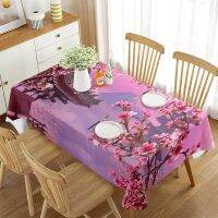 Corinada Pink Floral Cherry Tablecloth Plum Tree Blossoms Japanese Spring  Print Rectangular Table Cover for Dining Room Kitchen Decor