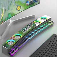 SOAIY SH39 RGB สีเบสเสียง TF การ์ด USB แฟลชไดรฟ์เสริมไมโครโฟนอินพุตบ้านไร้สายบลูทูธ5.0 PC Gaming Speaker