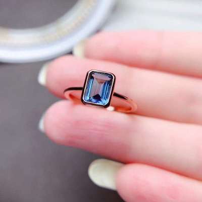 Natural London Blue Topaz 5*7mm Gemstone Trendy Ring for Women Real 925 Sterling Silver Fine Jewelry Birthstone GiftTH