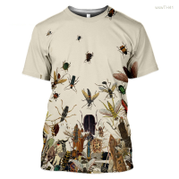 2023 NEW Casual Short Sleeve T-shirt Loose 3d Printed Insect Pattern Mens Summer Fashion Street Clothing Size：s-5xl