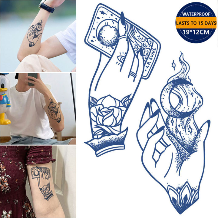 12*19Cm】Tattoo Lasts To 15 Days Herbal Semi-Permanent Flower Arm Tattoo  Sticker Waterproof Long Lasting Magic Tattoo Temporary Tattoo Fake Tattoo  Flame Moon Tattoo | Lazada Ph
