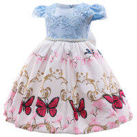 Princess Girl Dress Children Clothing Tutu Birthday Kids Clothes Butterflies Printed Children Pageant Gown 8 10 Years Vestidos