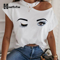 เสื้อยืดลำลองพิมพ์ลายตาไหล่เย็น