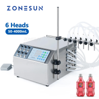 ZONESUN Liquid Filling Machine ZS-DPYT6P กึ่งอัตโนมัติหกหัวฉีดน้ำนมเครื่องบรรจุของเหลวน้ำและน้ำมันขวดแก้วเล็ก Filler กระบอกน้ำเครื่องบรรจุ