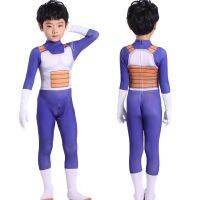 ผู้ใหญ่เด็กลูกชายเสื้อเชิ้ตเอนนิเมะ Vegeta ชุดคอสเพลย์อะนิเมะฮีโร่ผมสีดำชุดเบจิต้าภาพยนตร์ฮาโลวีน