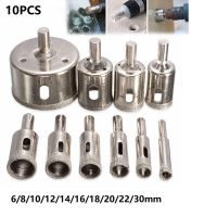 10pcs Diamond Drill Bit Set Hole Saw Glass Ceramic Porcelain Tile Wood Hollow Core Drill Bits Cutting Tool