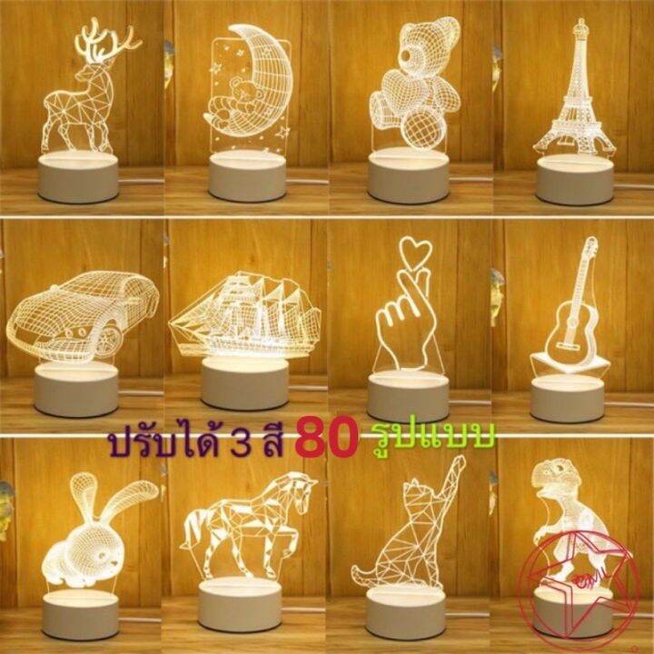 พร้อมส่ง-ส่งทันที-3dโคมไฟอะคริลิค-led-ตกแต่งห้องนอน-f3d-สินค้าใหม่