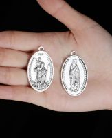 【CW】△  Cottvott 5Pcs 2-Side Christopher Our of Guadalupe Medal Large Pendant Rosary Necklace Jewelry Making Part