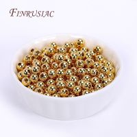 Wholesale 18K Gold Plated Brass Smooth Round Seamless Beads  Spacers Beads For Jewelry Making  Bulk Bracelet Necklace Beads Beads