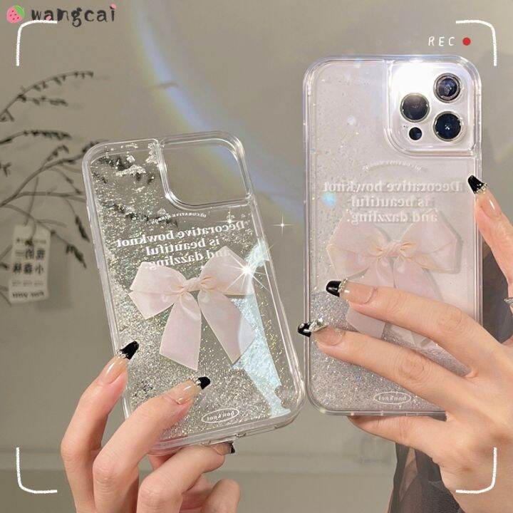 เคสโทรศัพท์มือถือ-แบบใส-ประดับโบว์กลิตเตอร์-สีเงิน-สีขาว-สําหรับ-iphone-13-12-11-pro-max-xs-max-xr-x