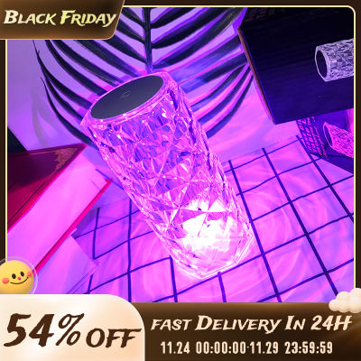 316 Colors TouchRemote Diamond Rose Lamp Crystal Table Lamp Romantic Christmas USB LED Night Light Projector Atmosphere Light