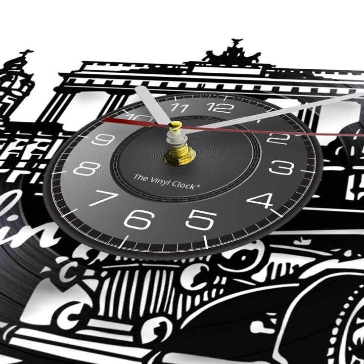 ใหม่-สไตล์-deutschland-landmark-เบอร์ลินประตู-brandenburg-ไวนิลอัลบั้มบันทึกนาฬิกาแขวนผนังนาฬิกาเมืองหลวงของเยอรมนีศิลปะบนผนังน้อยที่สุดนาฬิกาติดผนังรถย้อนยุค