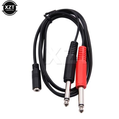 3.5mm to Dual 6.5mm Adapter Jack Audio aux Cable Double 6.35 1/4 quot; Mono Jack to Stereo 1/8 quot; 3.5mm Jack aux Cord female to male