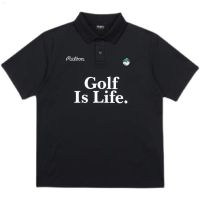 Malbon Golf Is Life Golf Lapel Polo Short-Sleeved Bucket Hat Loose Casual T-Shirt