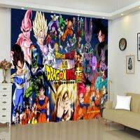 【CW】 2022 Dragon-Ball Anime Goku Cartoon Super 2 Panels/Set Window Curtains Game Blockout Photo Curtain Print Fabric