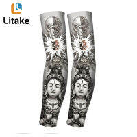 【Litake】ถุงมือปั่นจักรยานผ้าไหมปลอกแขนกันแดดลายสักดอกไม้รูปแบบแขน Breathable Quick แห้ง