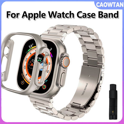 สายเหล็กสแตนเลส + สายเคสสำหรับ Apple Watch พิเศษ49มม. สายสายรัดข้อมือโลหะ I Watch 8เส้น45มม. 42 44มม. 38 41มม. กันชน