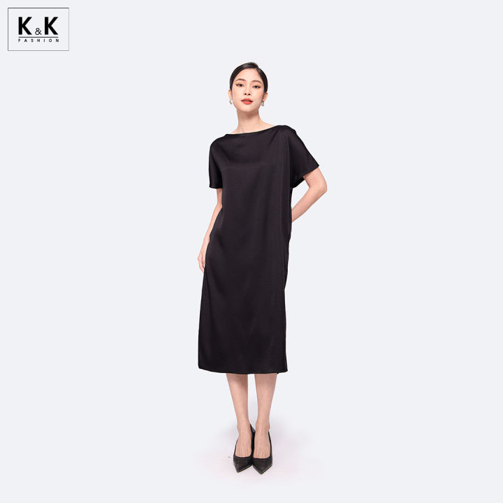 Đầm Lụa Đen Dáng Suông Xẻ Tà K&K Fashion KK120-27 Chất Liệu Lụa ...