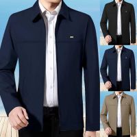 【Ready】Men Coat Solid Color Turn-Down Collar Loose Cardigan Spring Jacket For Daily Wear