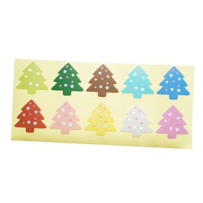 1000 Pcs/lot  Cute Colourful Merry Christmas Tree design Gift Sealing Label Sticker For Handmade Decoration  label Multifunction Stickers Labels