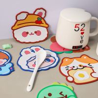 【CC】 Kawaii Cup Coaster Silicone Cartoon Dining Table Placemat Office Heat-resistant Accessories