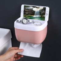 【cw】1pcs Wall Mount Tissue Holder for Bathroom Storage Punch-Free Home Supplies Phone Rack Case Toilet Paper Holder Waterproof 【hot】