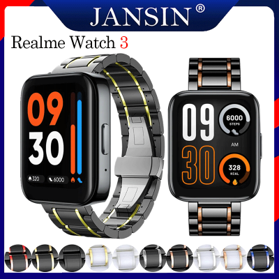 สาย Realme Watch 3 luxury ceramic and สายรัดสแตนเลสของ สำหรับ realme watch 3 smart watch สายนาฬิกา realme watch 2/ 2 pro