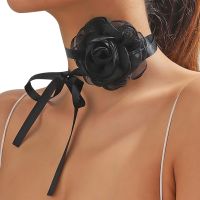 สร้อยคอดอกกุหลาบสำหรับผู้หญิงปรับได้ริบบิ้น Choker Y2K Wed Accessories