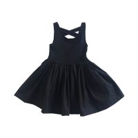 ZZOOI 2-8y Baby Girls clothes Kids Summer Childrens clothing Teen Slip dress Black Skirt Backless Hollow out Princess Tutu Girl party