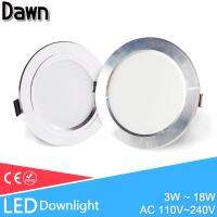 3W-18W LED Downlight 110V 220V AC85 ~ 240V เงินสีขาว Ultra Thin Bright LED เพดานโคมดาวน์ไลท์ *