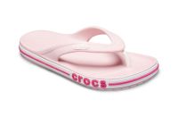 รองเท้าเผื่อสุขภาพ Crocs Bayaband Flip รองเท้าแตะหนีบ crocs สีชมพูออน หญิง M4----M7 รองเท้าแตะ กำลังฮีด ทันสมัยสุดๆ  สิ