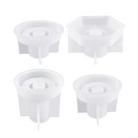 4Pcs Silicone Mould Candle Holder,Candle Casting Moulds,Candlestick Silicone Mold,DIY Cement Casting Mould for Candle