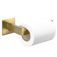 No Drilling Self Adhesive Brush Gold Toilet Paper Holder SUS 304 Stainless Steel Toilet Tissue Paper Holder Bathroom Accessories