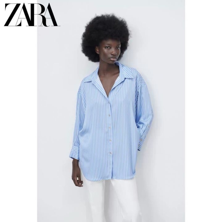 zara-เสื้อเบลาส์-ผ้าซาติน-ผ้าไหม-ลายทาง-แฟชั่นฤดูใบไม้ผลิ-สําหรับผู้หญิง-ta