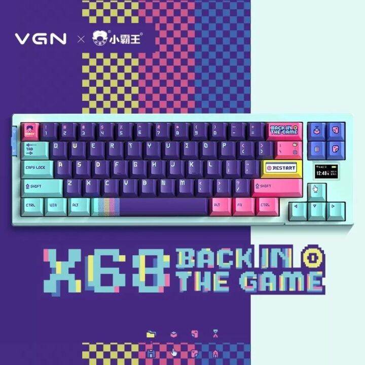 vgn-x68-mini-hot-swap-ไฟ-rgb-backlit-บลูทูธ5-0-2-4g-type-c-แบบมีสายสามโหมดคีย์บอร์ดเล่นเกมกลไกที่กำหนดเอง