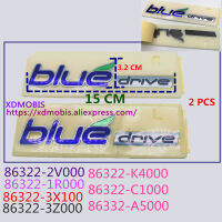 ของแท้สำหรับ Sonata YF ไฮบริดสีฟ้าโลโก้รถสำหรับ IX25สำเนียง,SOLARIS TUCSON รถด้านหลังลำต้นสีฟ้าไดรฟ์สัญลักษณ์ตราจัดแต่งทรงผมสติ๊กเกอร์