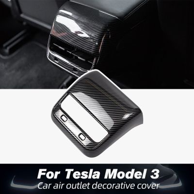 Matte Carbon Fiber For Tesla Model 3 Car Interior Rear Air Outlet Cover Back Exhaust Vent Cover For Tesla Model Y Accessories