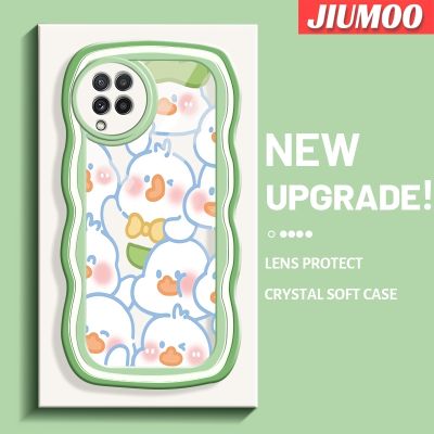 JIUMOO เคสปลอกสำหรับ Samsung Galaxy A22 4G A22 5G ลายการ์ตูนน่ารักรูปเป็ดขอบคลื่นดีไซน์ใหม่เคสโทรศัพท์แบบใสแฟชั่นซิลิโคนนิ่มปกป้องเคสโปร่งใสกันกระแทกสร้างสรรค์เลนส์กล้องถ่ายรูป