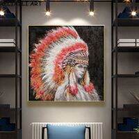 Sumanssa Vintage Black And White Feather Portrait ภาพวาดผ้าใบสำหรับห้องนั่งเล่น Home Decor