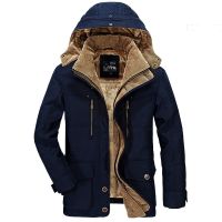 Mid-length Plus Velvet Thick Cotton-padded Jacket Winter Hooded Parka Hat Removable Coat Men Jaqueta Masculina Plus Size 6XL