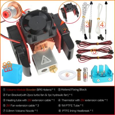 3d ชิ้นส่วนเครื่องพิมพ์ Bp6หัว J Hotend ชุดเครื่องอัดรีดพัดลมทำความเย็นบล็อกเทอร์มิสเตอร์หัวฉีด0.4มม. 1.75มม. ไส้หลอด Bowden