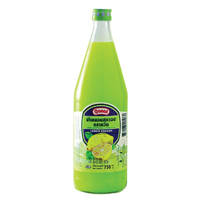 Queen ควีน น้ำผลไม้เข้มข้น น้ำเลมอนสควอช ควีน Queen Lemon Squash Juice ขนาด 750 cc.