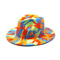 2021 New Fashion Women Men Autumn Winter Tie Dyefedora Jazz Hats Hat Ladies Outdoors Party Cap Wide Brim Bowler Hat Wholesale