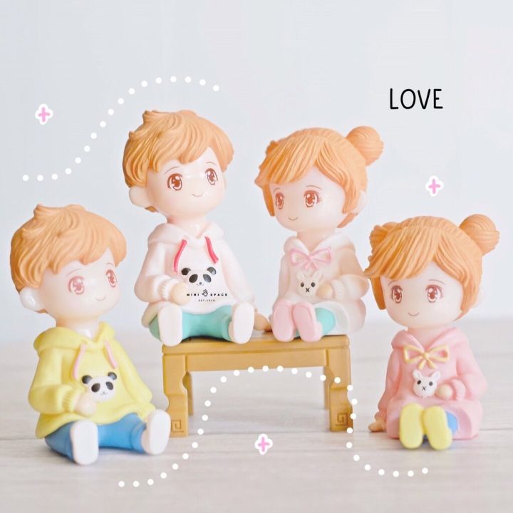 lover-doll-ตุ๊กตาจิ๋วชายหญิงคู่รักเสื้อลายการ์ตูน-ตุ๊กตาคู่รัก-ตุ๊กตาคู่รักตกแต่งบ้าน