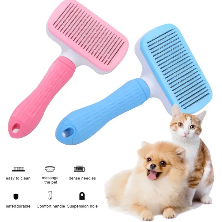 Dog Hair Removal Comb Grooming Brush Stainless Steel Cats Combs Automatic Non-slip Brushs for Dogs | Lazada PH