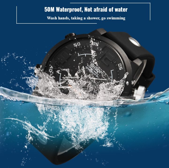 กีฬากลางแจ้งนาฬิกาผู้ชายกันน้ำสีดำทหารนาฬิกาข้อมือดิจิตอล-relogio-masculino-ยุทธวิธี-dual-time-นาฬิกาควอตซ์